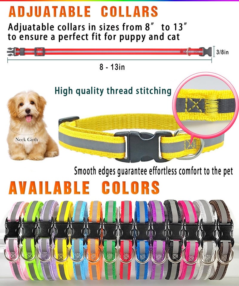 YOY 8pcs PVC Anti-Odor Waterproof Puppy Whelping ID Collars + 14pcs Soft Nylon Litter Collars, Reflective Stripe Baby Dog ID Bands Pet Identification for Newborn Pets Cats Kitten, Set of 22 - Image 2